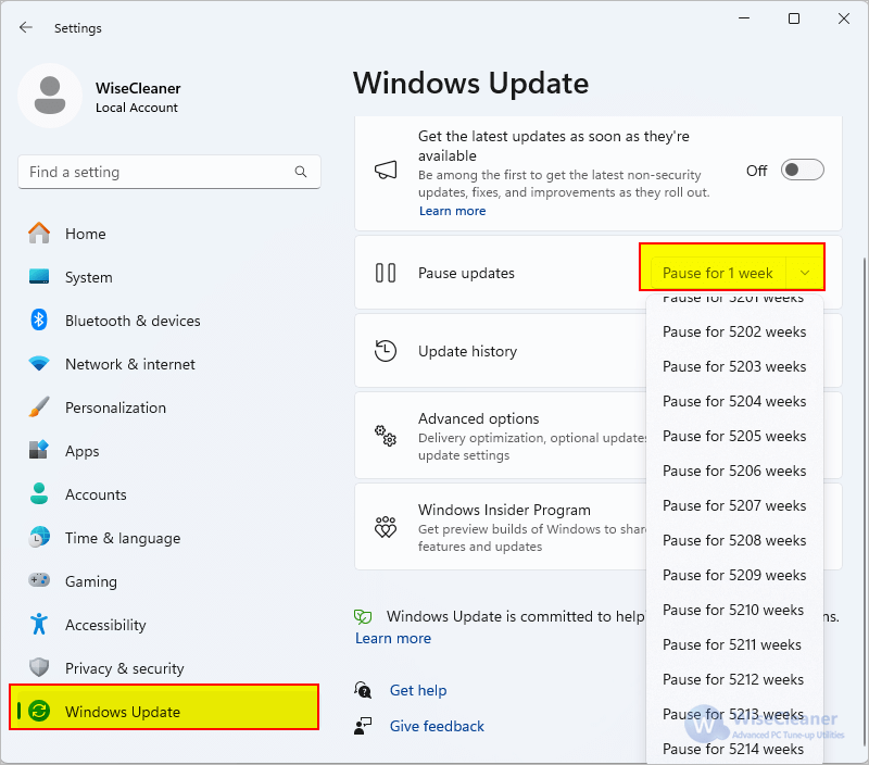 Wie kann man Windows-Update für 100 Jahre pausieren