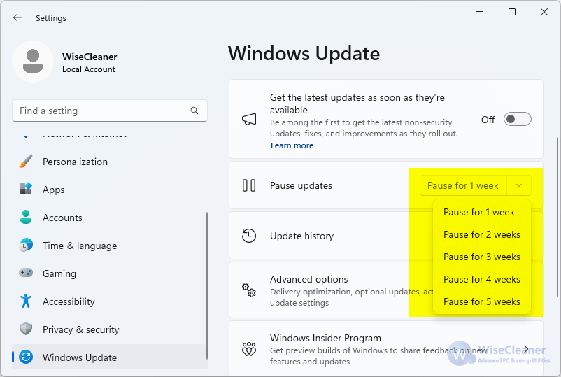 Wie kann man Windows-Update für 100 Jahre pausieren