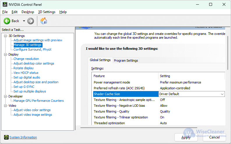 NVIDIA Shader-Cache unter Windows
