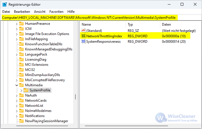 Netzwerkdrosselung in Windows registry pfad Netzwerkdrosselung in Windows registry pfad