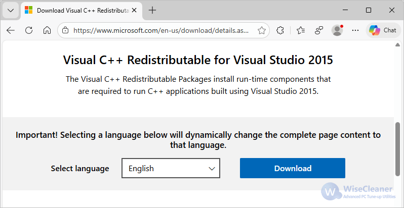 Visual C++ Redistributable 2015 - Downloadseite